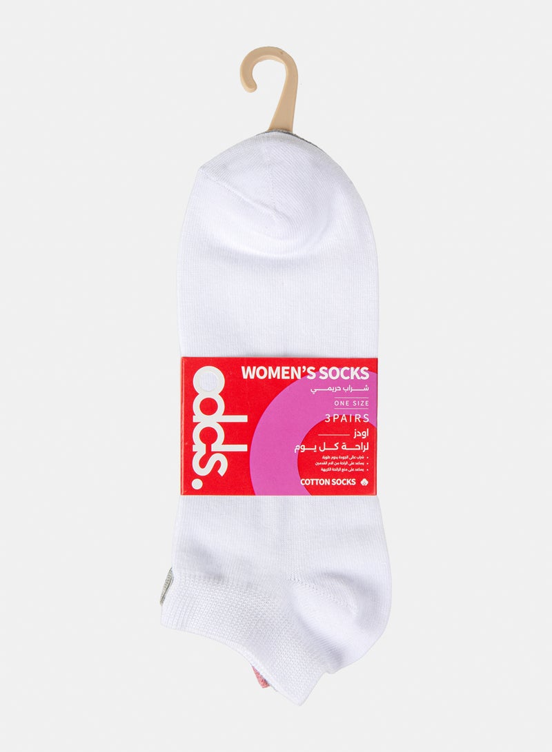 Odds Women's Pack of 3 Lycra Ankle Casual Plain Socks - Image 5
